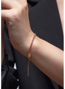 苏瑞瑞钛钢红绳手链本命年女款