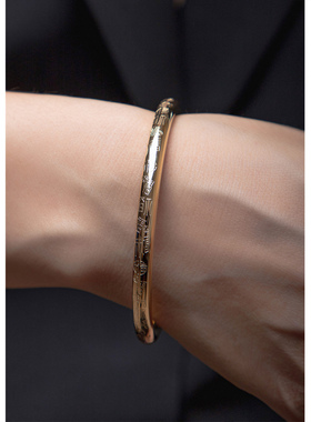 古法钛钢福字手镯本命年实心