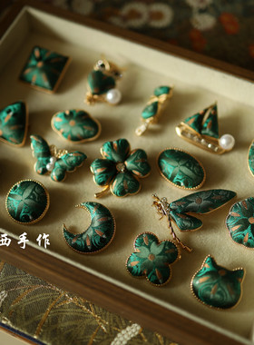 2.6 上新 胡光俊古蜀锦方方锦手工饰品 耳钉 胸针 耳线 发饰 书签