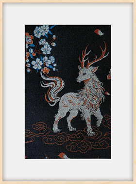 宋锦框画/桌摆 瑞兽白泽来啦 6寸7寸8寸多种尺寸可选