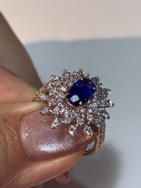 8800亏本卖1克拉斯里兰卡皇家蓝色蓝宝石钻石戒指Pt4.7克GIA证书