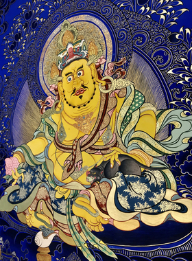 手绘黄财神梵巷唐卡装饰画