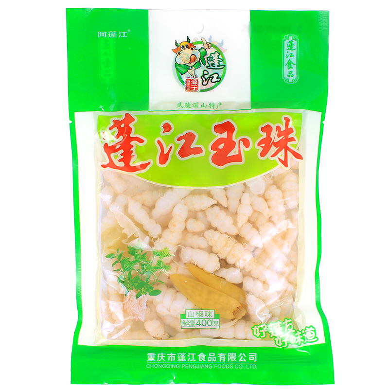 阿蓬江 蓬江玉珠400g*30袋整箱包邮黔江特产宝塔菜下饭泡菜地牯牛 - 图3