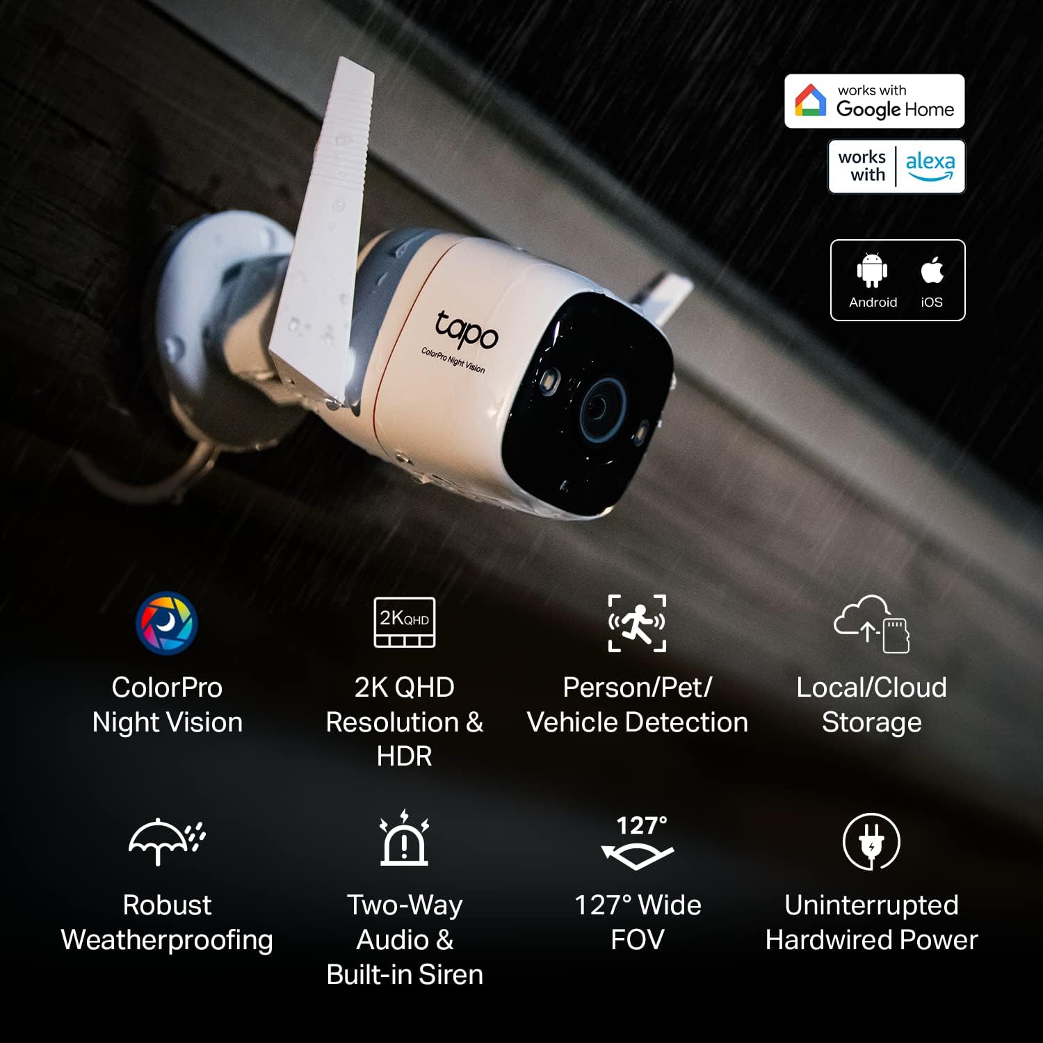 TP-Link ColorPro Wi-Fi室外摄像头2K QHD Tapo C325WB C110 - 图2