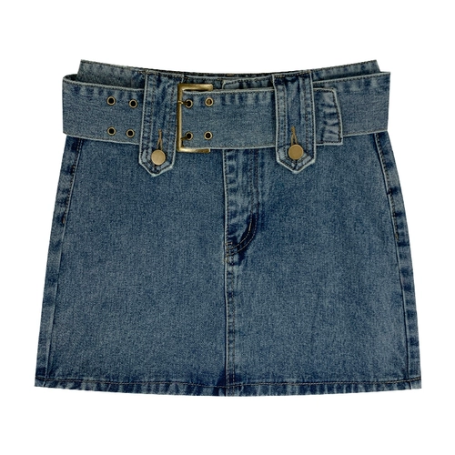 Весенний ремень, джинсовая юбка, А-силуэт