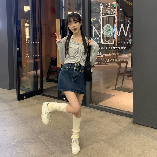 Весенний ремень, джинсовая юбка, А-силуэт