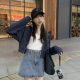 Весенний ремень, джинсовая юбка, А-силуэт