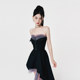 VOCK purple iris niche design sense original tulle romantic irregular tube top skirt hot girl dress spring and summer