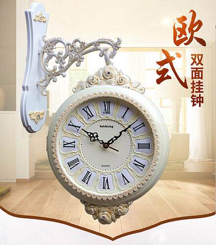 海之星双面挂钟 欧式现代豪华钟表 大号创意时尚静音墙钟客厅包邮 - 图1
