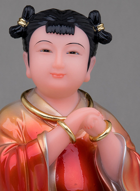 金童玉女摆件汉白玉树脂