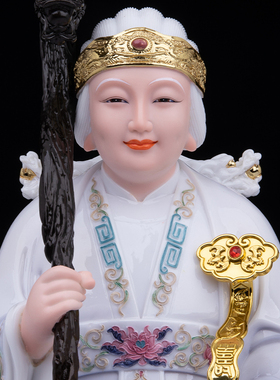仿瓷家用客厅土地公土地婆摆件