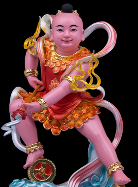 树脂家用复古客厅莲花三太子摆件