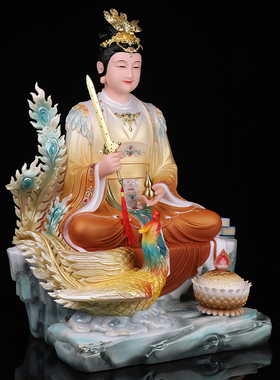 汉白玉实心复古桌面九天玄女摆件