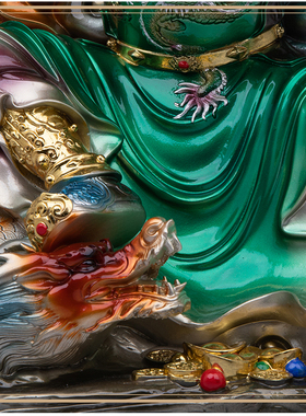 关公神像树脂聚宝盆招财摆件