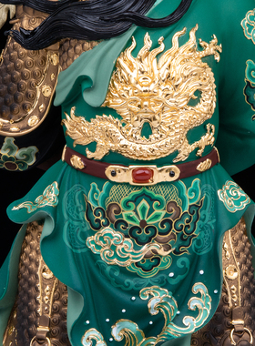 黄铜关公武财神桌面供奉摆件