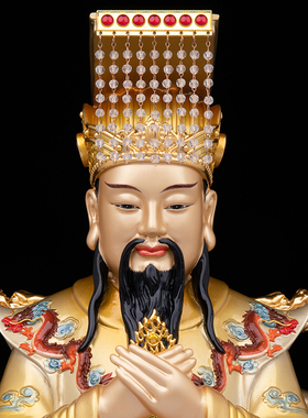 黄铜彩绘铜玉帝王母神像玉皇大帝王母娘娘像体家用居摆件