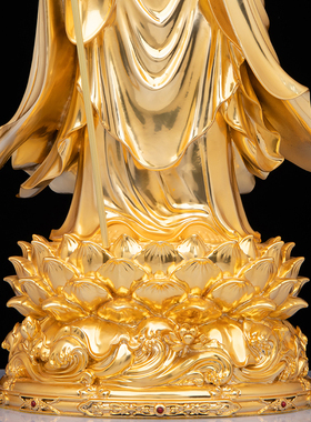 纯铜黄铜站地藏王菩萨带帽摆件