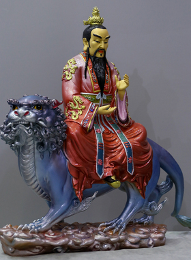 黄铜家居坐骑三清摆件