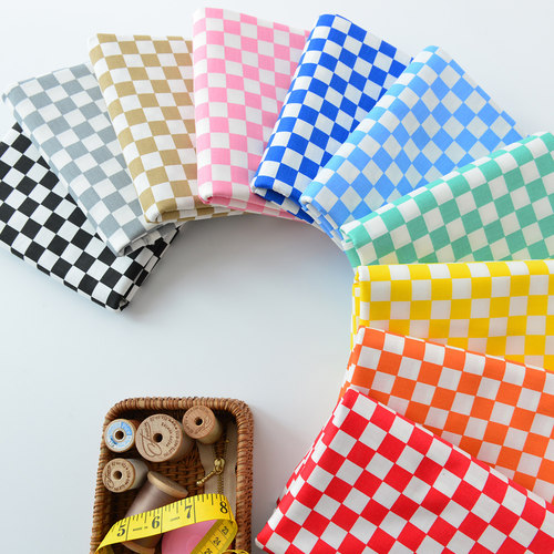 纯棉布料方格棉布格子手工diy桌布床品全棉斜纹面料彩色棋盘格 - 图0