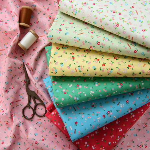 30支纯棉布料手工DIY全棉面料服装娃衣里布复古棉布碎花朱樱点绛 - 图1