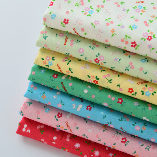 30支纯棉布料手工DIY全棉面料服装娃衣里布复古棉布碎花朱樱点绛 - 图3