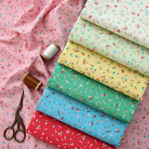 30支纯棉布料手工DIY全棉面料服装娃衣里布复古棉布碎花朱樱点绛 - 图0