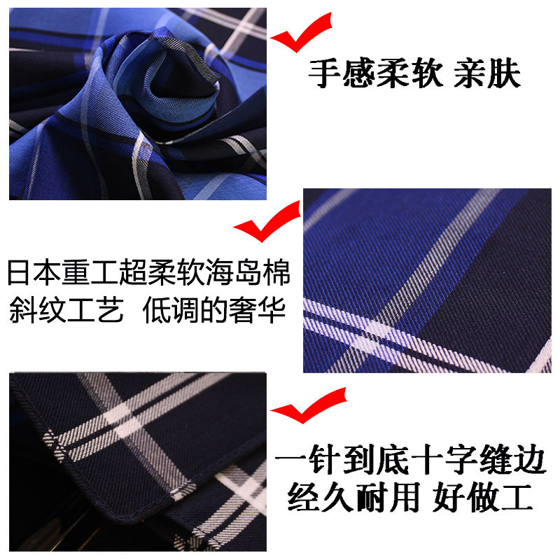 手帕男士日本进口重工经典斜纹柔软海岛纯棉高端手绢吸汗水小方巾