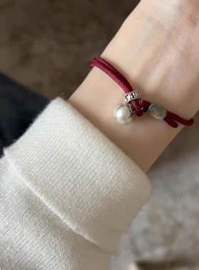 999足银小柿子红绳手链