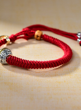 新款藏式红色手绳手工编织手链绳唐卡财神绿度母扎基拉姆手链
