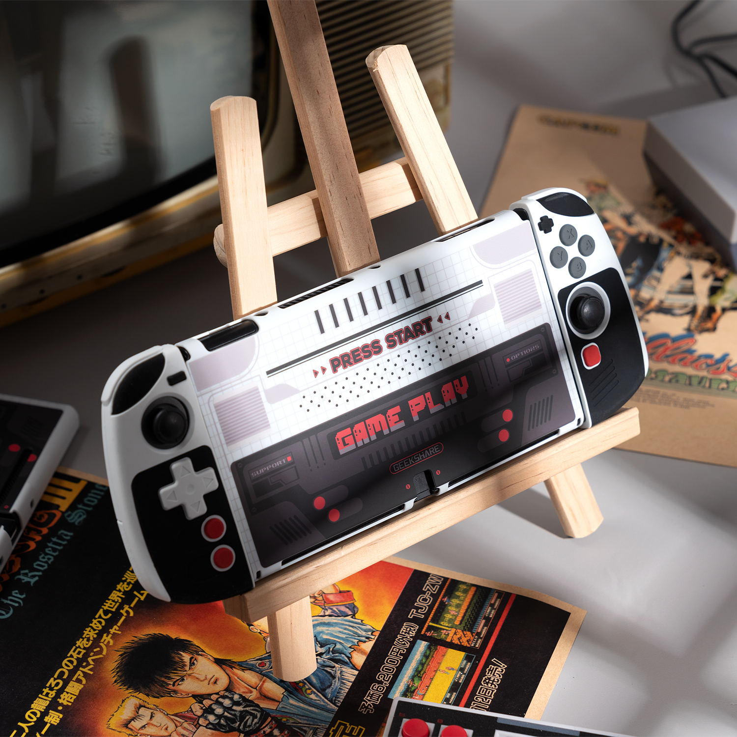 极想任天堂switch保护套复古游戏机分体保护壳 ns硅胶手柄套配件-图3