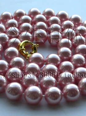 正圆粉色贝珠强光配饰毛衣链