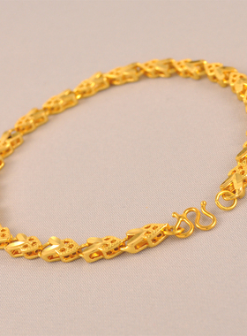 铜镀金麦穗转运爱心女士手链