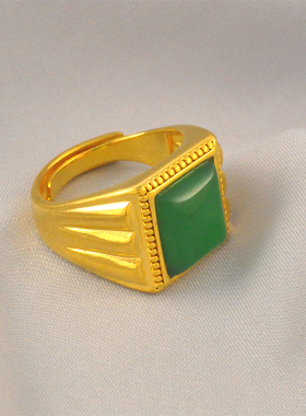 无注册商标金镶玉男款戒指