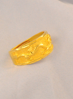 仿真黄金女款戒指龙戒开口设计