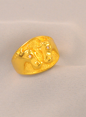 新款男款生肖马头闭口指环