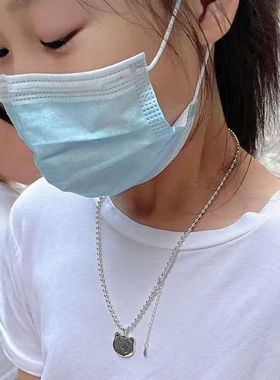 纯银99足纯银小熊吊坠项链儿童节