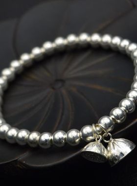 正品定制99纯银珠求子大小双铃铛