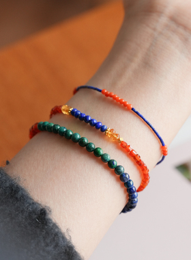 shannai原创红玛瑙青金石手链