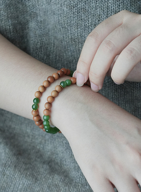 山晓·原创碧玉老山檀双圈手串