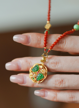 shannai原创天然南红小米珠项链