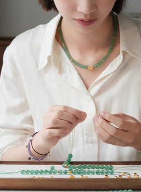 shannai原创天然绿草莓水晶项链