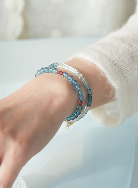 shannai原创天然魔蓝海蓝宝手链