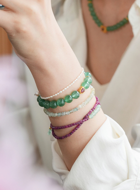 shannai原创天然绿草莓水晶手串