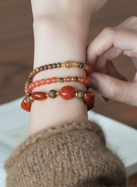 山晓·原创保山南红奇楠沉香手串