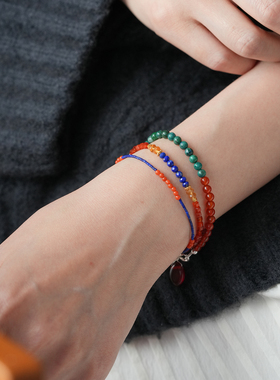 shannai原创青金石南红极细手链