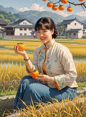 中国风复古乡村美妇人海报墙贴画80年代回忆旧时光装饰画防水自粘