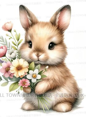 可爱卡通手绘兔子贴画卡通贴纸冰箱贴纸专用车贴遮挡划痕墙贴门贴