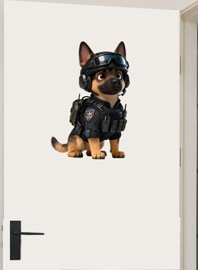 狗狗贴画自粘奶萌帅气卡通警犬马