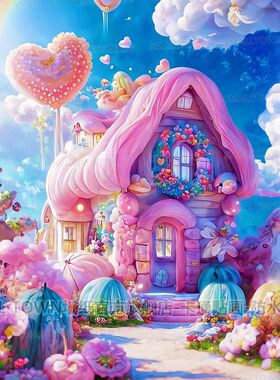 唯美通话风格卡通房子风景海报爆款自粘贴画室内主卧宿舍竖版贴画