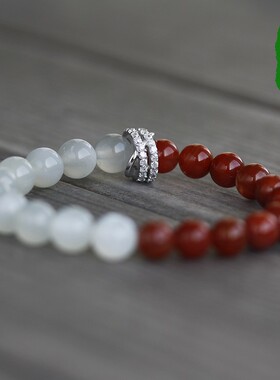 南红玛瑙原创月光石925银手钏